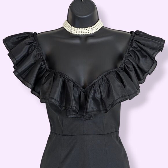 Elle Zeitoune Ruffled Neckline Side Split Dress - Picture 1 of 12